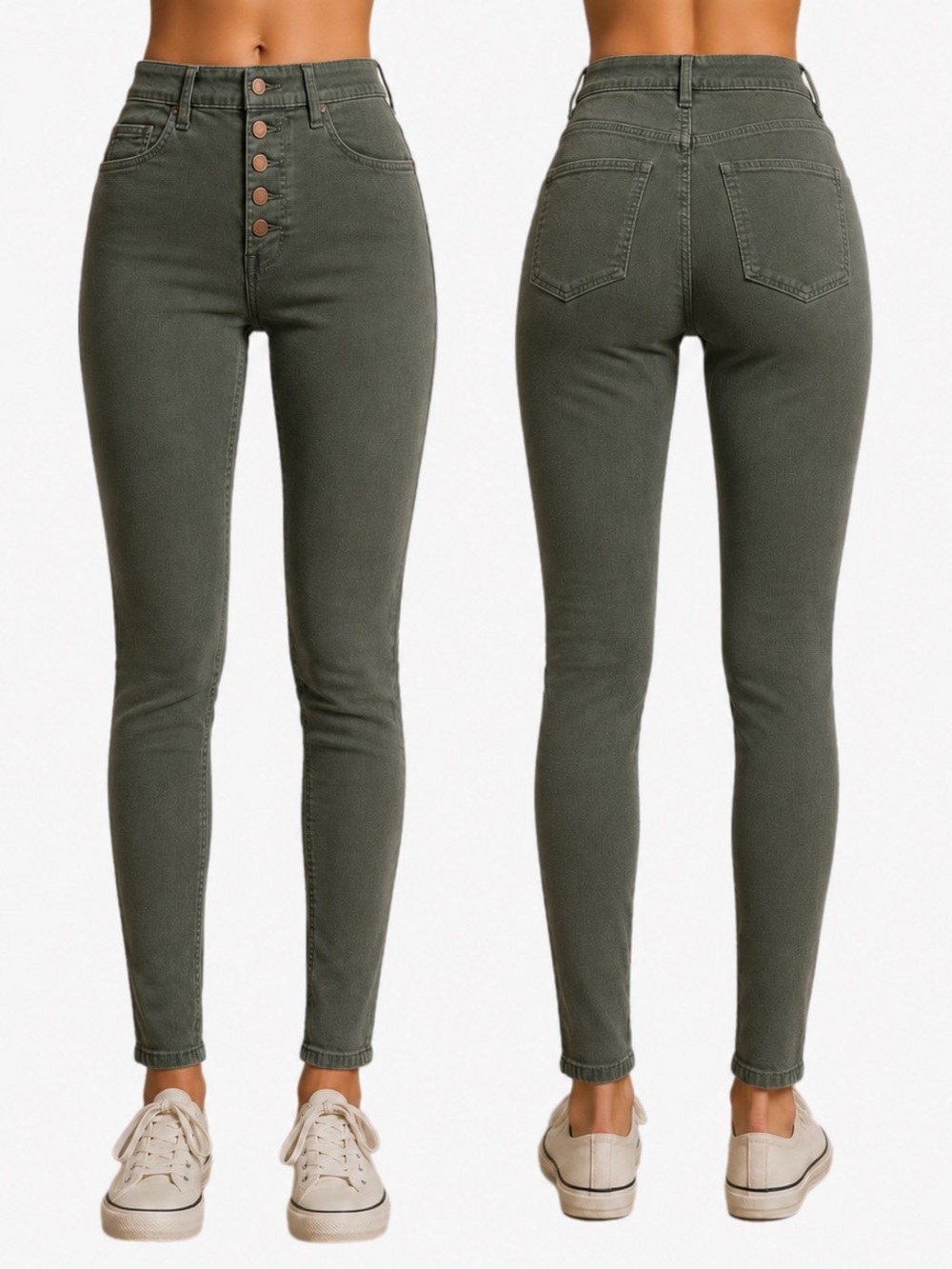 Universal Thread High-Rise Button Fly Olive Corduroy Skinny Jeans Women's Sz 8